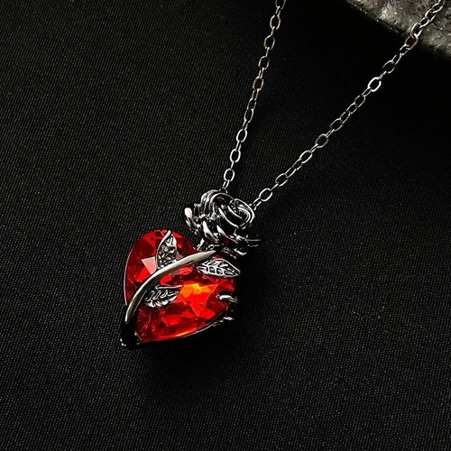 Rose heart pendant - rose, necklace